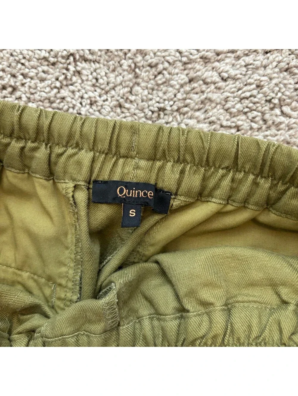 Quince Women’s Linen Cotton Blend Cropped Olive Green Pull On Pants Size Small